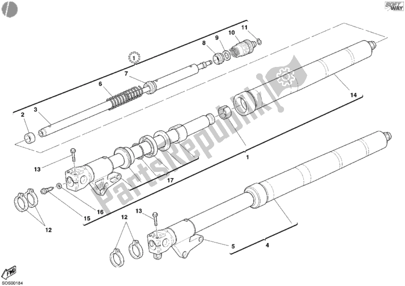 Todas las partes para Tenedor Frontal de Ducati Sport ST4 S ABS 996 2005